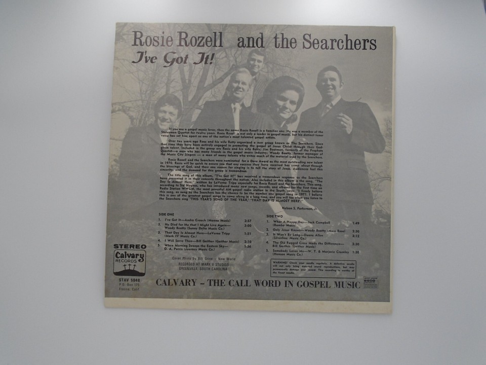 Rosie Rozell Searchers I've Got It Calvary 5048 VG++ | eBay