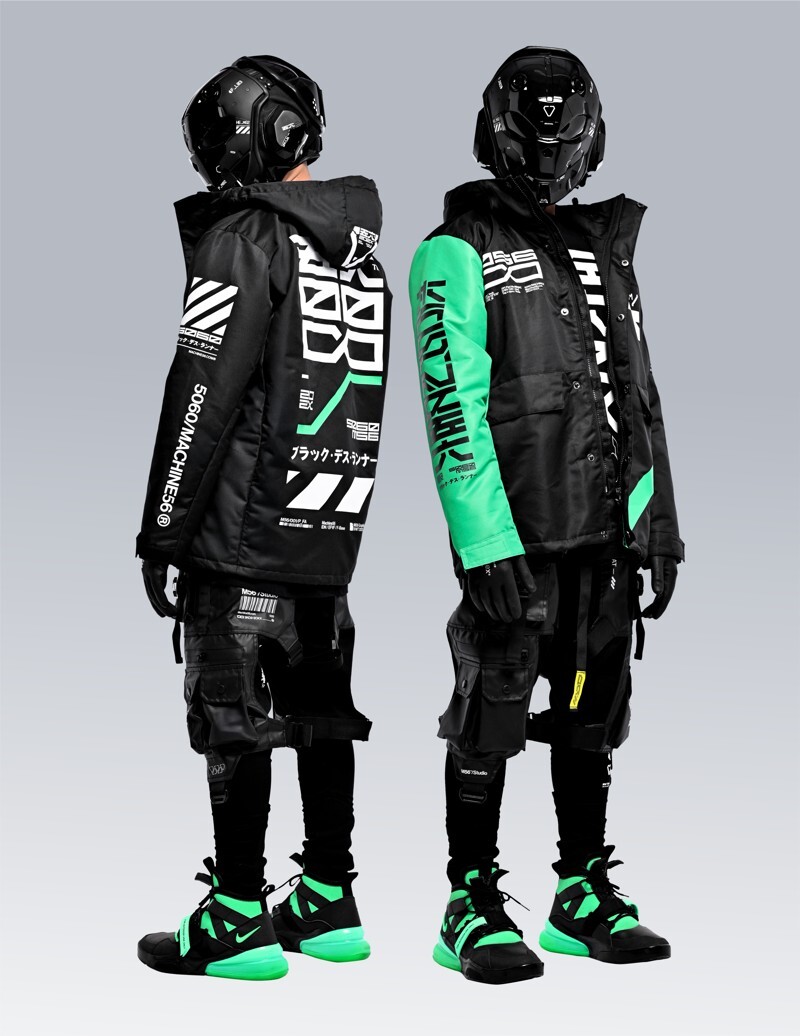 Men's Black Green Jacket Hoodie Bomber School Full Zip ARK_V2/GN3  [DV_TYPE-1A]