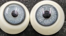 1 Pair Vintage Hand Blown Glass German Doll Eyes Blue About 15mm Each