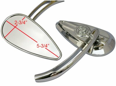 Chrome 3D Skull TearDrop Mirrors for Yamaha Scooter Zuma Vino X-max