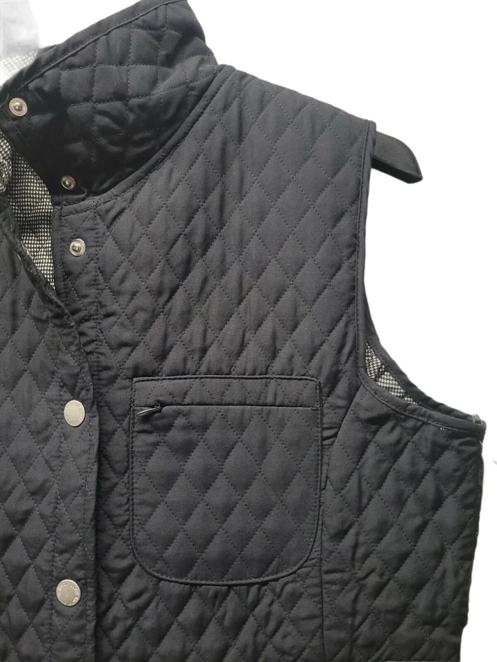 BLASSPORT Womens Large Black Quilted Vest Houndstooth Lining Snap Front NWT $43 - Image 3 of 4