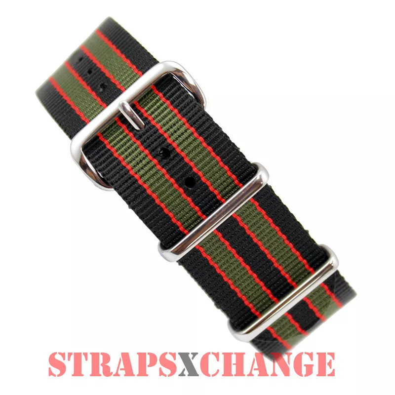 PREMIUM NATO G10 BLACK GREEN RED Bond Military Diver s Watch Strap Band Khaki