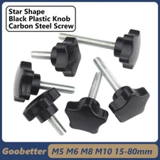 Black Plastic Star Thumb Screws Hand Grip Knob Bolts Carbon Steel M5 M6 M8 M10