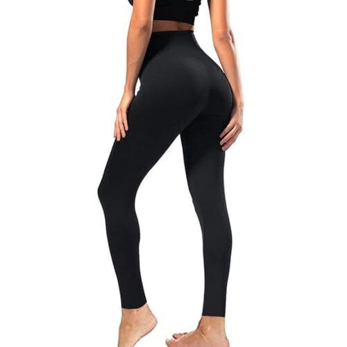 High Waisted Leggings for Women - Soft Athletic Tummy Large-X-Large Black