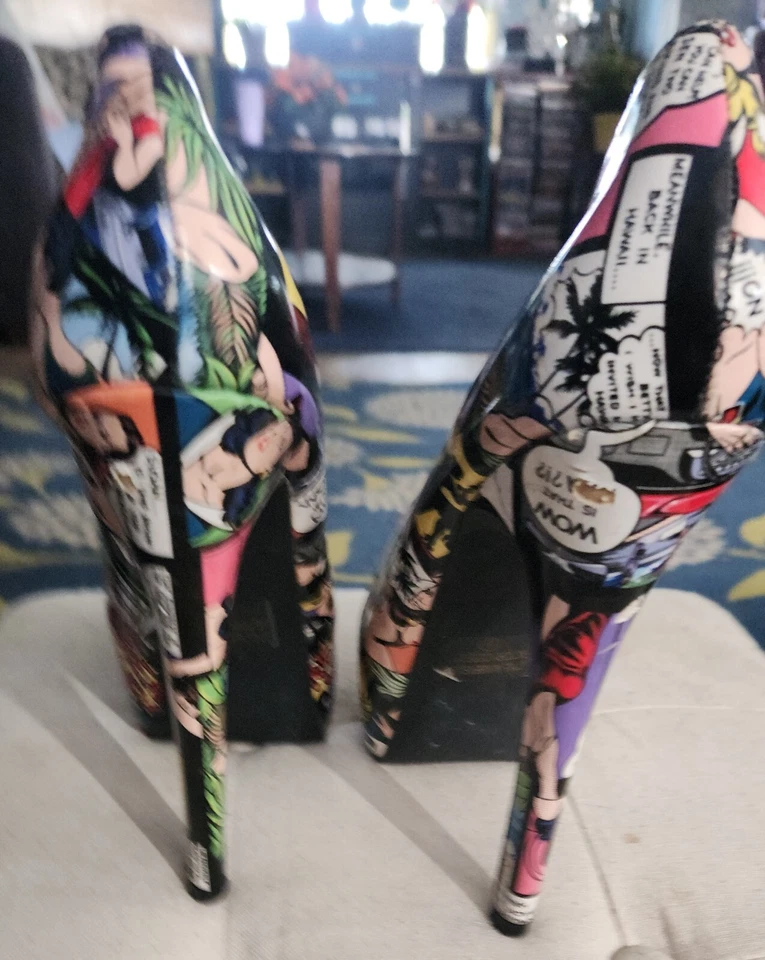 Bumper Brand Womens Comic Book Print High Heel Stiletto Pumps Shoes Sz 9 US - Image 4 of 4