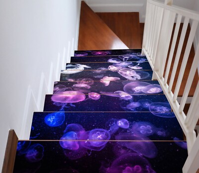 3D Nice Jellyfish W176 Stairs Risers Decoration Photo Mural Vinyl Wallpaper Vera