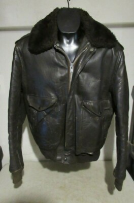 Vintage 1970's-76/77 Passaic Leather Brown Aviator Style Bomber