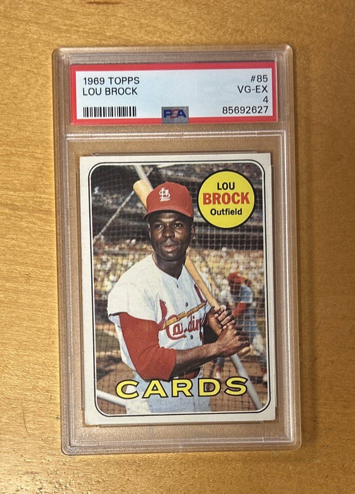 1969 Topps Baseball Lou Brock St Louis Cardinals Card #85 PSA 4