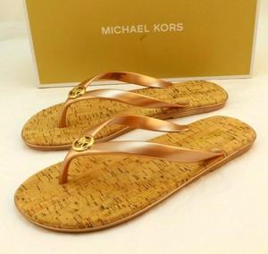 michael kors rose gold flip flops