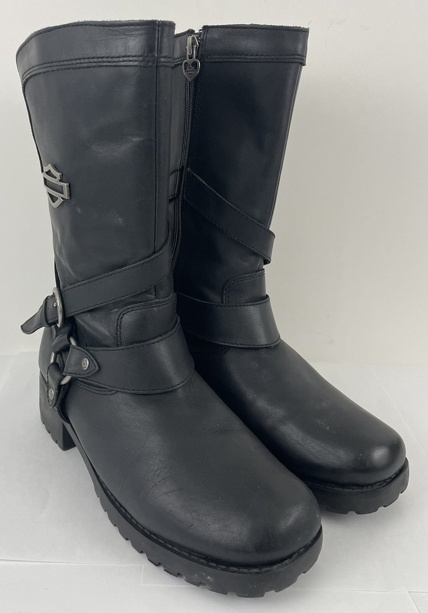 Harley-Davidson Amber 9.5-Inch Black Leather Boots Chunky  display picture 1