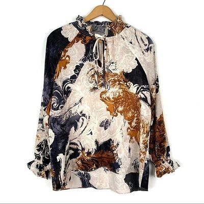 NWT Everleigh Satin Puff Long Sleeve Blouse Size XS