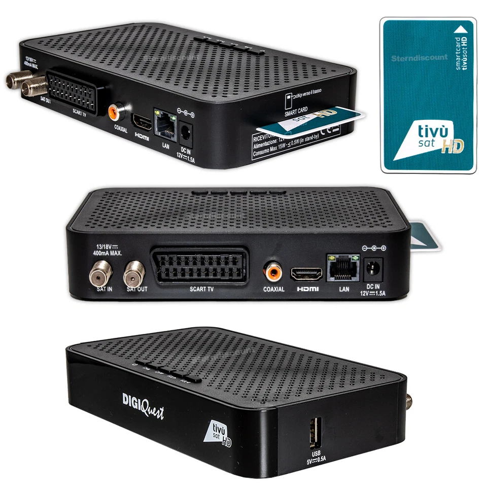 Tivusat Receiver mit Karte ✅ Smartcard aktiviert Rai HD Digiquest Q30 Original - Bild 4 von 4