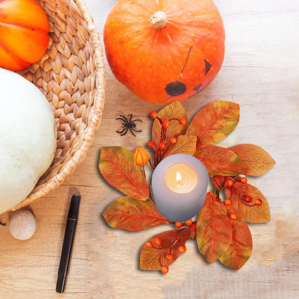 Autumn Candle Rings Floral Arrangement Centerpieces Mini Fall