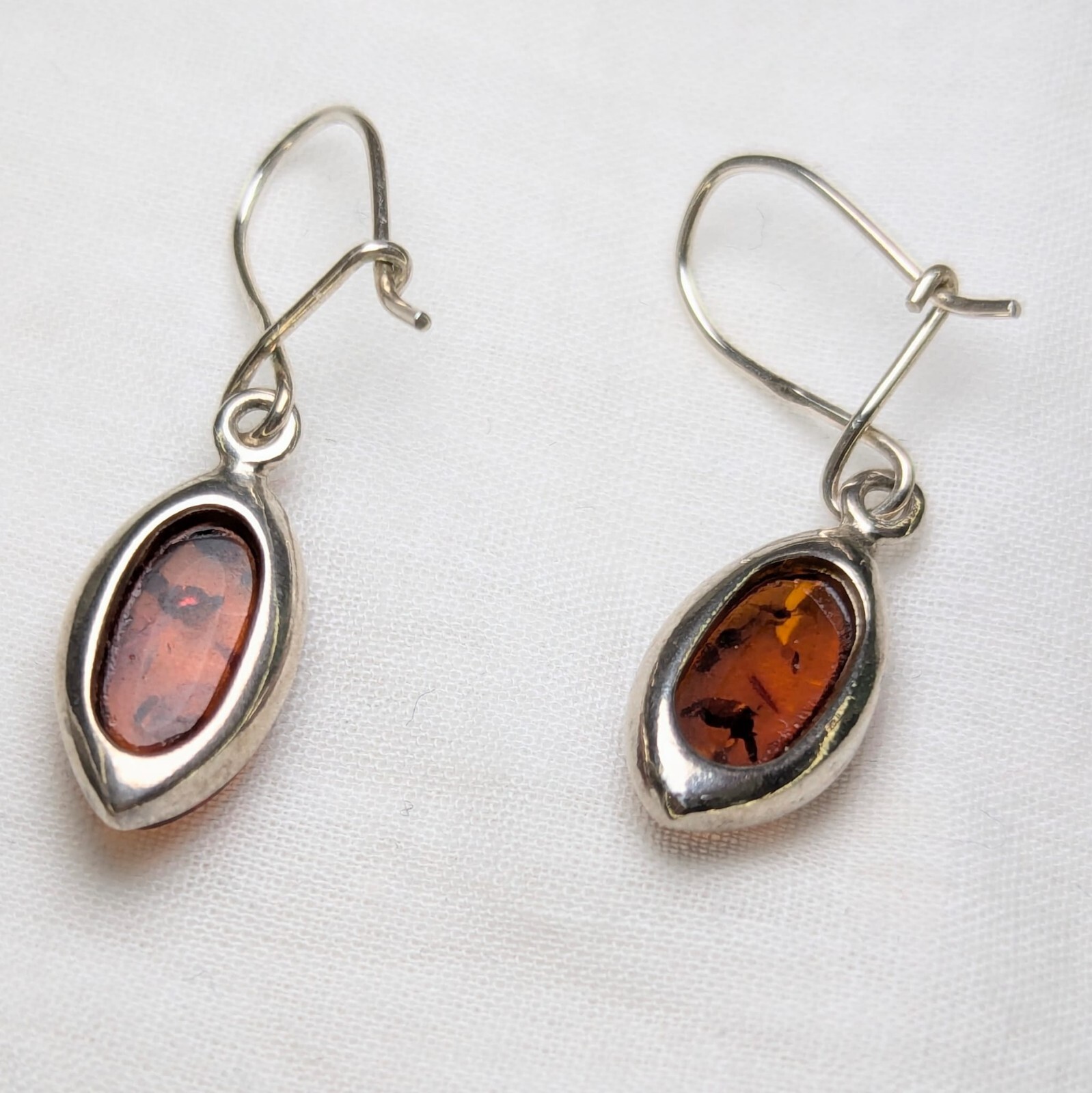 Baltic Amber Hook Dangle Drop Earrings Leaf Shape… - image 7
