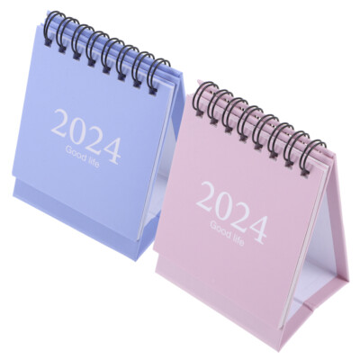  2 Pcs Countdown Desk Calendar Countertop Planners 2024 Desktop
