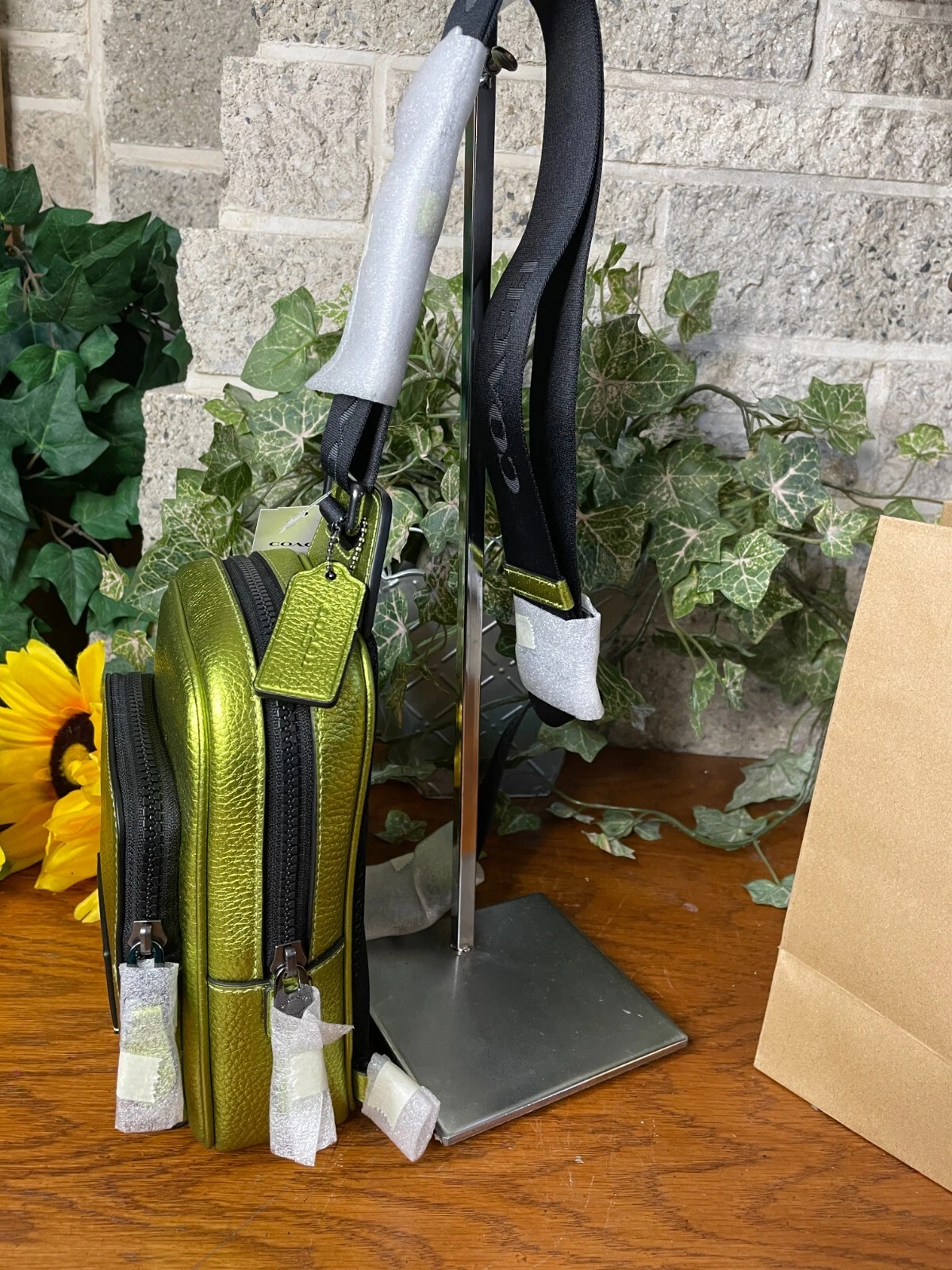 ZAINO COACH CITRINO PELLE TRACK PACK 14 CP141 NUOVO CON ETICHETTE BORSA UNA CINGHIA