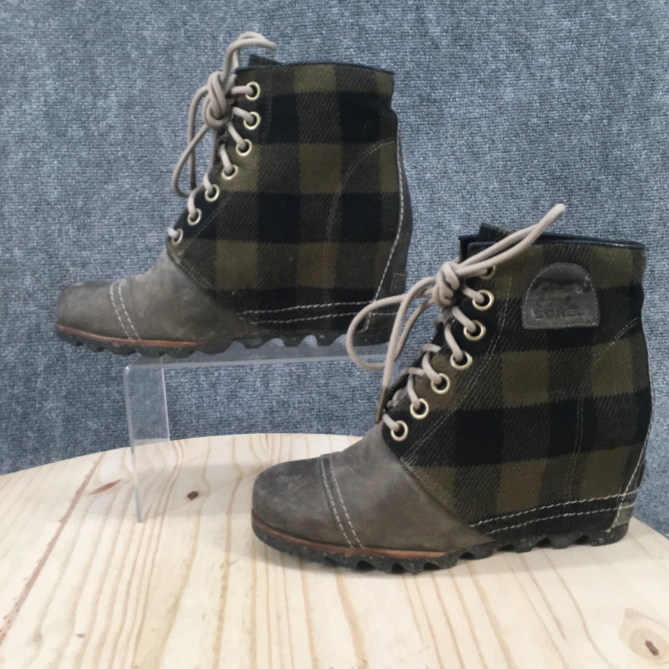 Botas Sorel para mujer 8 Joan of Arctic cuña multicolor a cuadros con cordones al tobillo LL5290 Foto 2 de 4