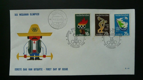Mexico olympic games FDC Netherlands Antilles 1968