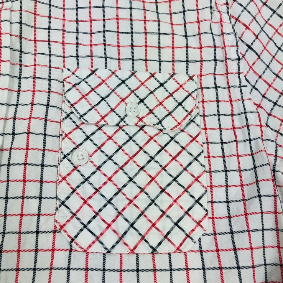 Camisa Five Cuatro Botones Grande Adulto Blanca Roja A Cuadros Manga Larga Bolsillo Para Hombres Foto 3 de 4