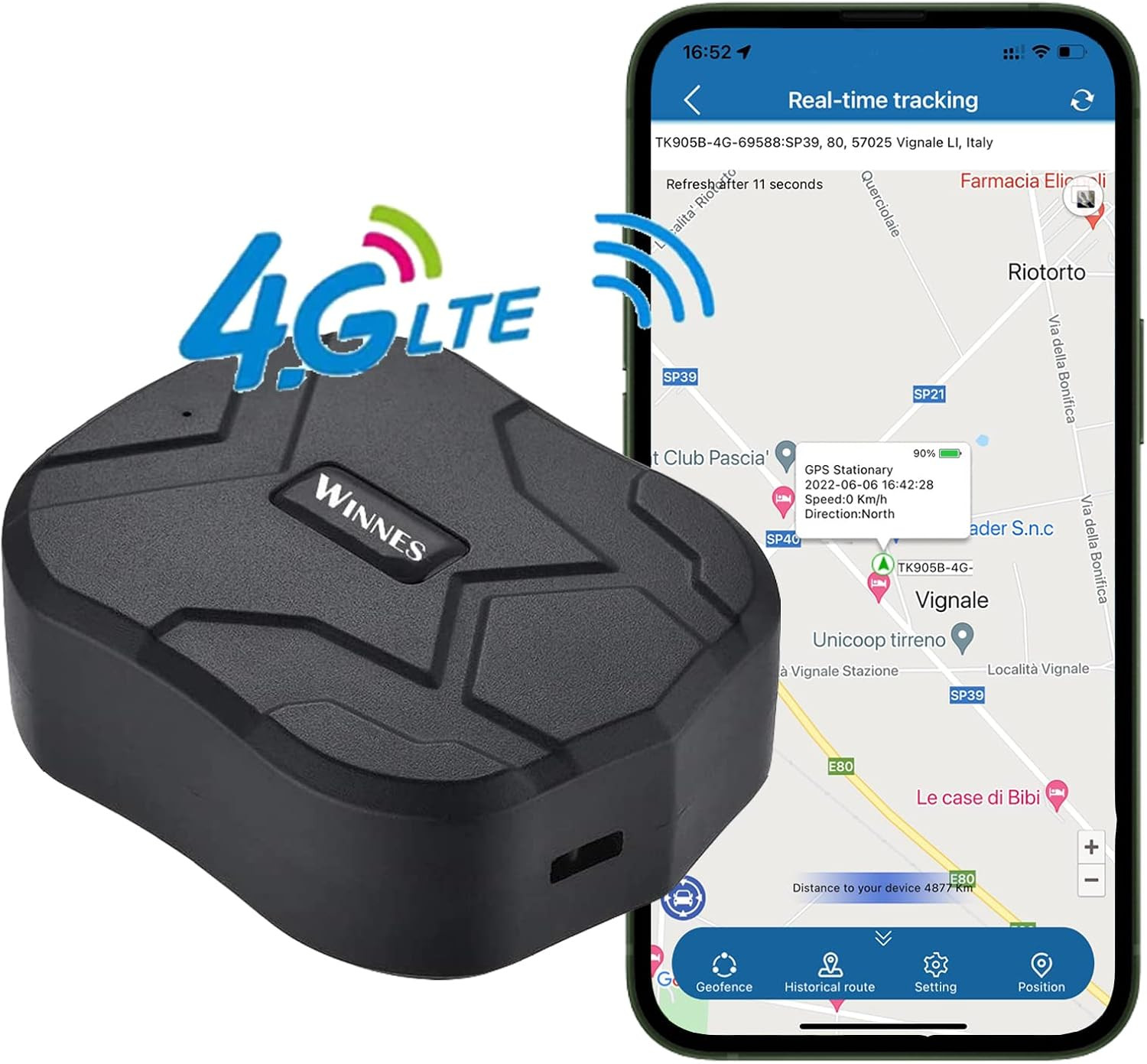 GPS Tracker 4G per Auto con Geo-Fence: Localizzatore Calamita 10000mAh