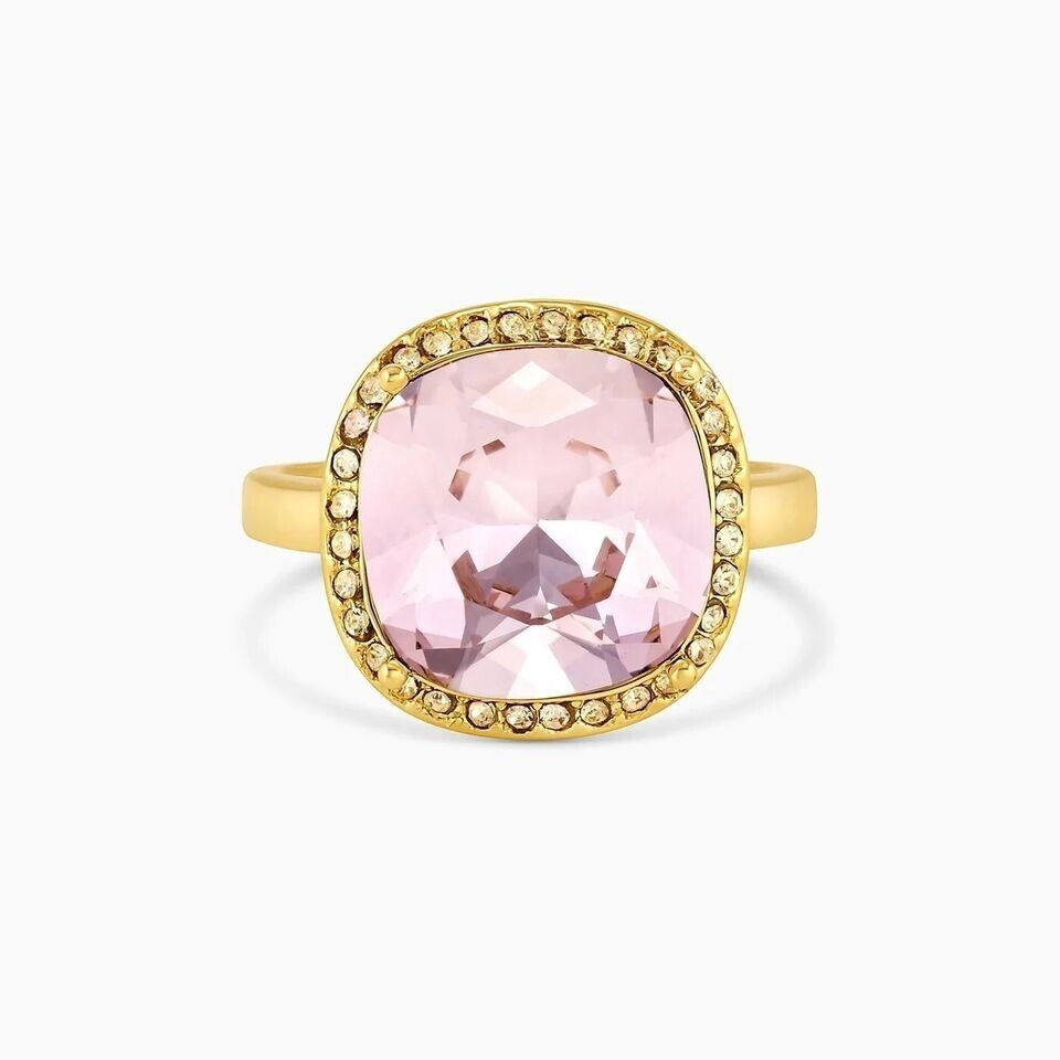 NEW Gorjana 18k Lexi Cushion Ring Gold Plated Blush Pink Citrine
