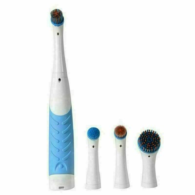 Multifunction Electric Sonic Scrubber Super Cleaning Brush 4 Brush Heads