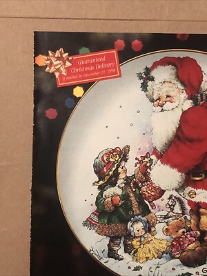 クリスマスプレート Santa in Europe 1999 1998 Franklin Mint Santa Claus Plate PRINT AD Exchanging Christmas