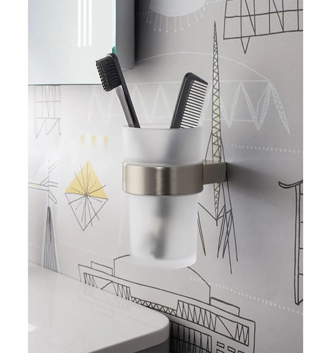 Crosswater Mike Pro Tumbler in Brushed Stainless Steel Finish Toothbrush Cup - Picture 2 of 2