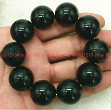 Huge Natural 20mm Black Obsidian Gemstone Round Beads Reiki Healing Bracelet