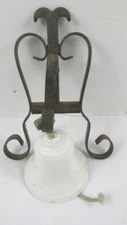 Vintage Wall Mount Bell Wall Decoration, Wall Accent, Iron & Ceramic Dinner bell
