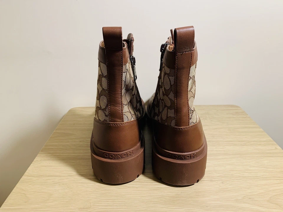Coach Citysole side zipper monogram signature print boots brown CO257 NWOB sz 10 - Image 4 of 4