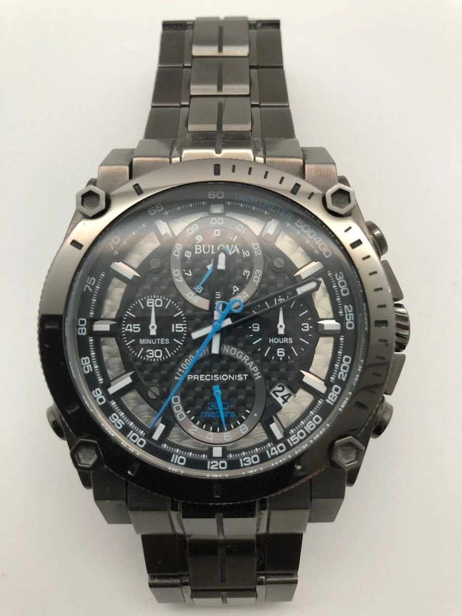 Bulova Precisionist 98B229 Chronograph Gunmetal Gray Stainless Steel 46.5mm