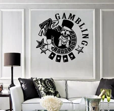 Vinyl Wall Decal Gambling Poker Skull Cards Casino Las Vegas Design (n1662)