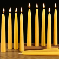 12 Pack Beeswax Taper Candles,8In Dripless Pure Beeswax Candles,8 Hours Long Bur
