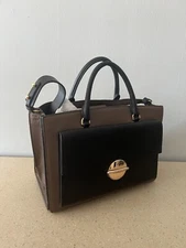Rare Marc Jacobs Hard Leather Black and Brown Bag with double compartment