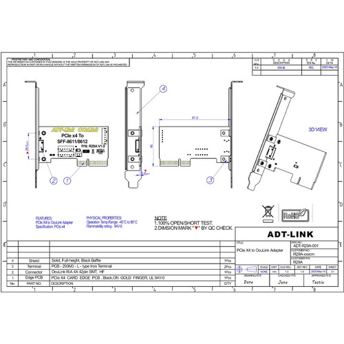 Tarjeta adaptadora PCIe 4.0x4 a SFF-8611/8612 OCuLink para conexión externa de chasis - Imagen 15 de 15