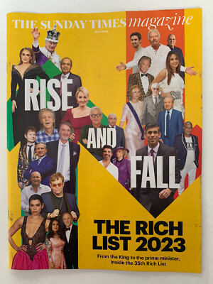 THE RICH LIST 2023 UK SUNDAY TIMES MAGAZINE ELTON JOHN ADELE DUA LIPA