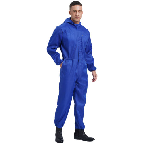 Mens Coverall Flame Jumpsuit Resistant Hooded Mechanic Dungarees Halloween Work - Picture 29 of 50