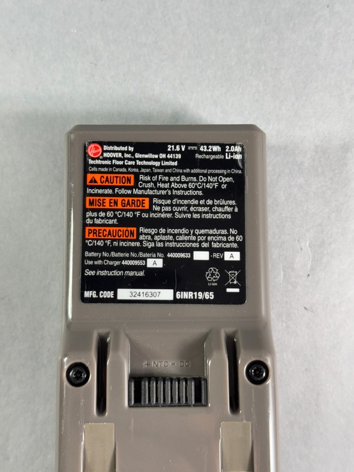 Genuine OEM Hoover Cruise Cordless Vacuum 21.6V LithiumIon Battery