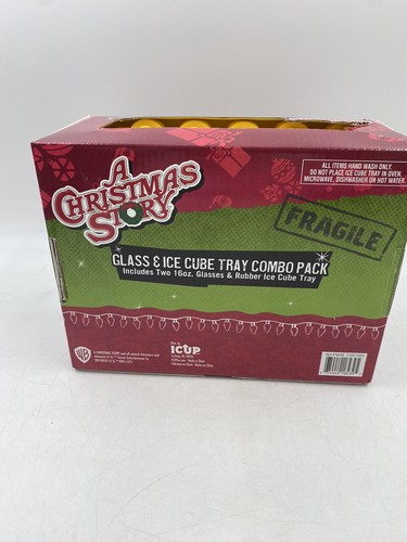 A Christmas Story Glass and Ice Cube Tray Combo Pack 2 16oz. Glasses Rubber Tray - Picture 5 of 11