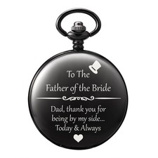 Mens Engraved Pocket Watch for Father of The Bride Gifts from Daughter Black ...
