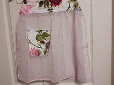 FREE SHIPPING -Vintage Hostess Apron Shear Pink with floral pocket and band
