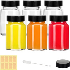 LANBEAUTIFY 2 Oz Small Clear Glass Bottles with Lids - 6Pcs Wide Mouth Shot Bott