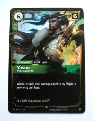 Yasuo, Remorseful OGN 076a/298 Riftbound TCG Origins Showcase FOIL Englisch NM