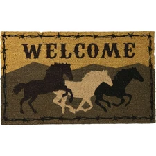 Rivers Edge Products 30" x 18" Coir Welcome Door Mat, Slip-Resistant, Horse