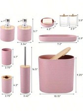 NEW 10pcs Classic Bathroom Set, White Bathroom Accessories Set With Trash Can