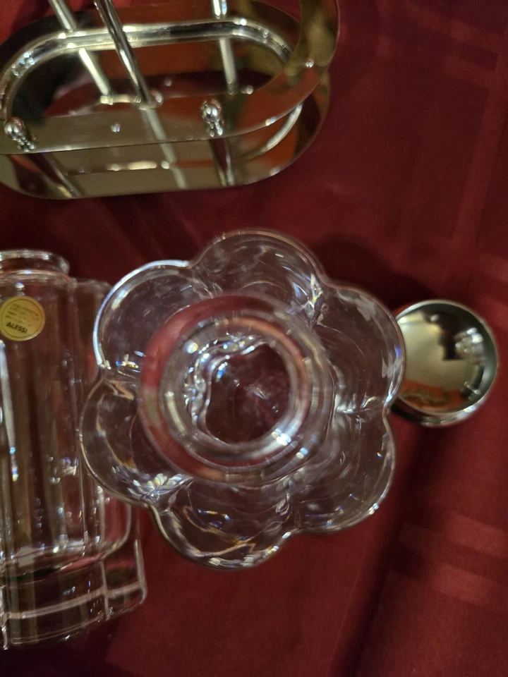 Vintage Michael Graves Alessi Oil & Vinegar Set Crystal & Stainless 18/10 Italy - Image 4 of 4