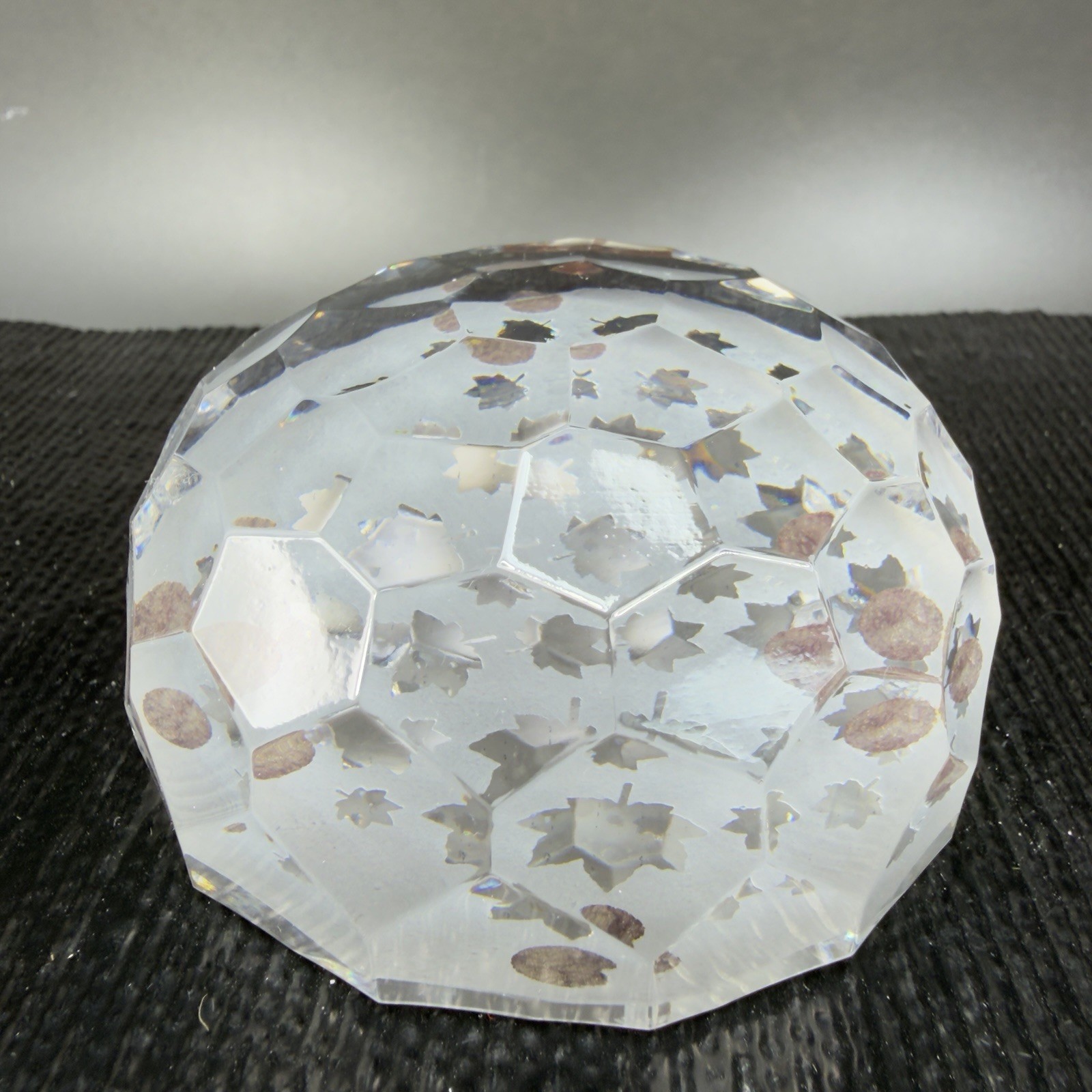 Vintage Tipperary Clear Crystal Leaf Eire Paperweight Faceted Etched Ireland VTG