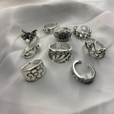 9PCS Silver Plated Ring Set: Butterfly, Flora...