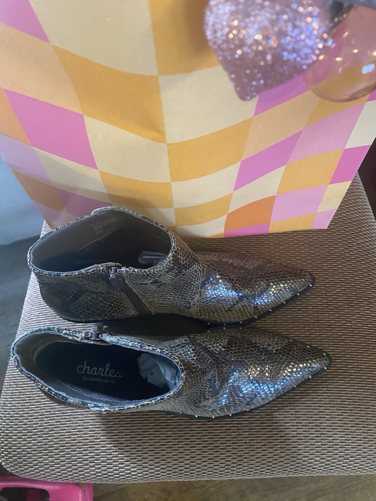 Charles by Charles David Women's Boots Size 7M. Snake Skin With Studs